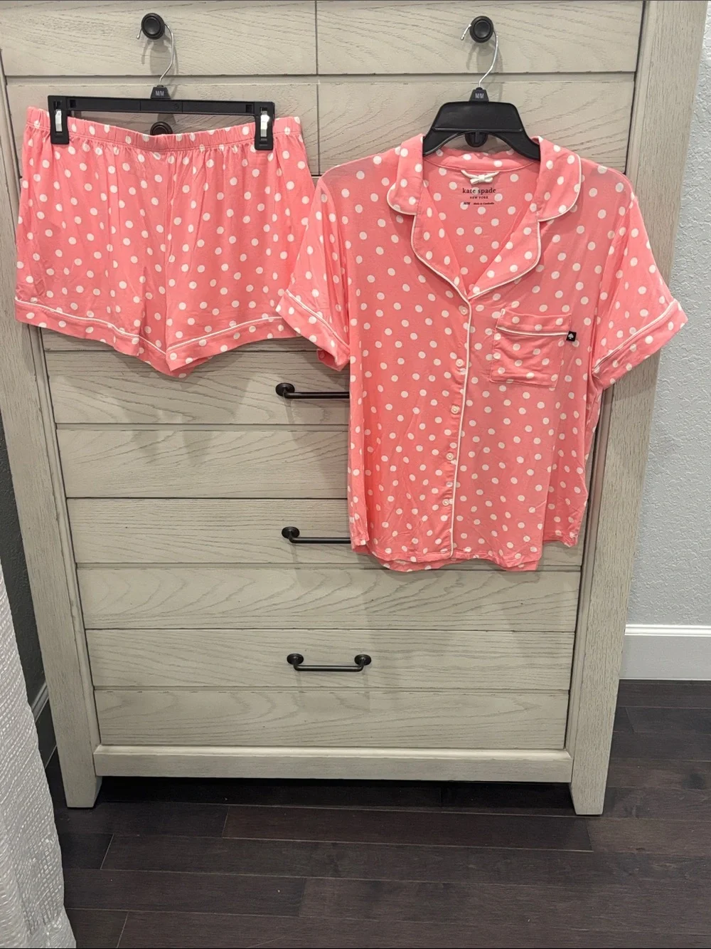 kate spade Coral Pink Polka Dot Short Pajama Set